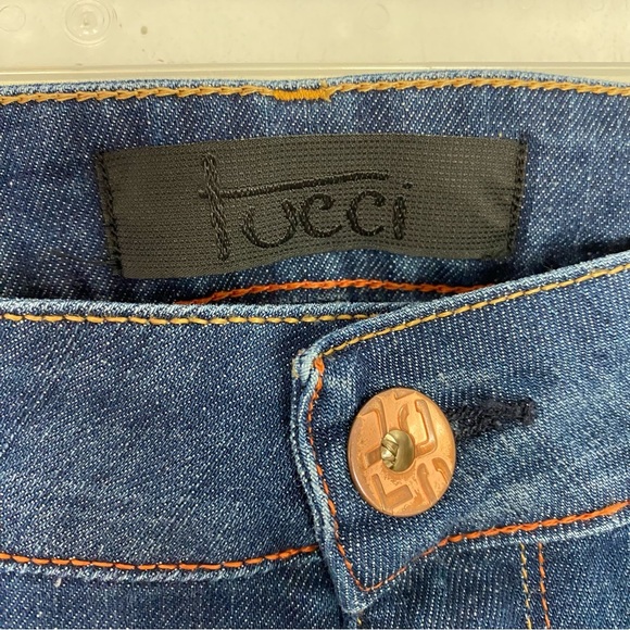 Tucci Slim Straight Jeans Womens Size 28 Tall Mid Low Rise Distressed Blue Denim - Picture 12 of 14